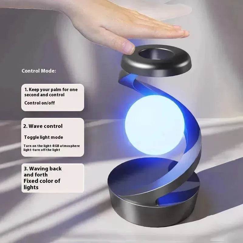 Rotating Moon Desk Night Light Wireless Phone Charging LED Night Light Decorative Desktop Night Lamp Motion Sensor Night Light - EX-STOCK Canada