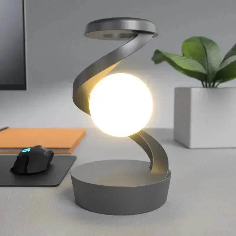Rotating Moon Desk Night Light Wireless Phone Charging LED Night Light Decorative Desktop Night Lamp Motion Sensor Night Light - EX-STOCK Canada
