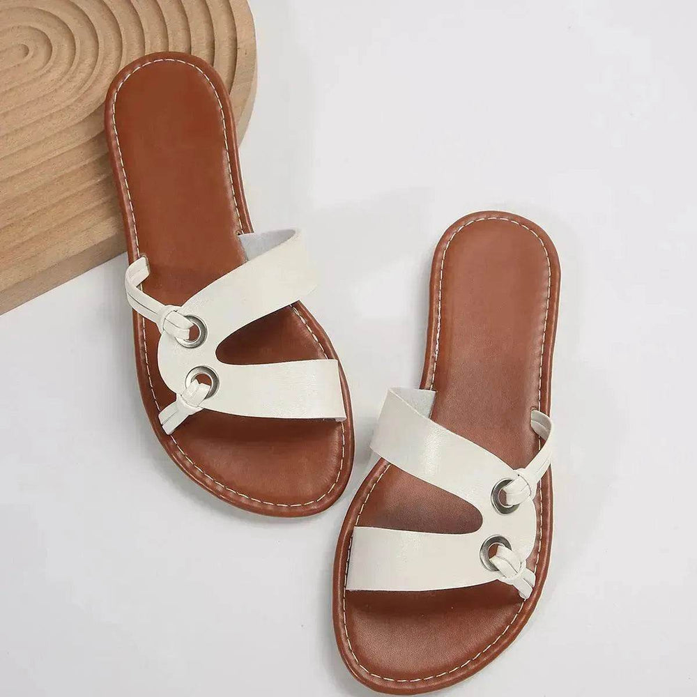 Round Toe Flat Sandals Summer Fashion Casual Non-slip Slides Shoes For Women - EX-STOCK Canada
