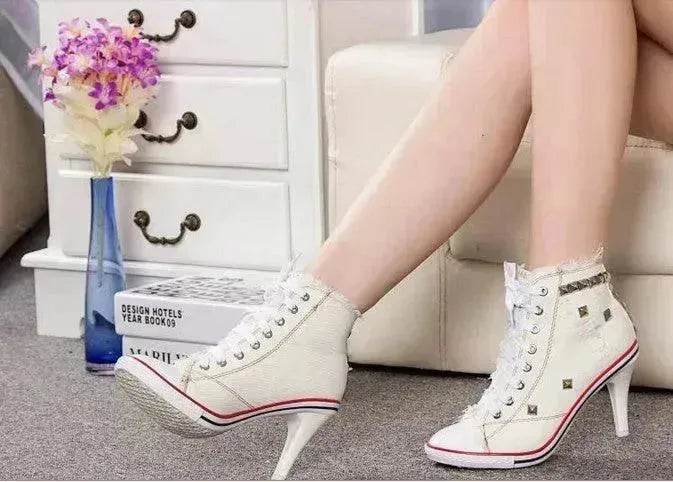 Denim High Heels boot Round Toe Women's Shoes - EX-STOCK Canada