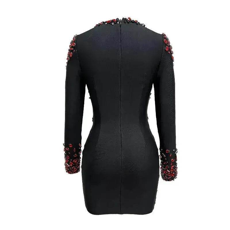 Ruby Beaded Low-cut See-through Dress - EX-STOCK Canada