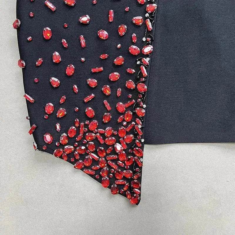 Ruby Beaded Low-cut See-through Dress - EX-STOCK Canada