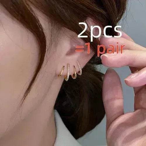 S925 Silver Needle Four-prong Zircon Inlaid Earrings - EX-STOCK Canada