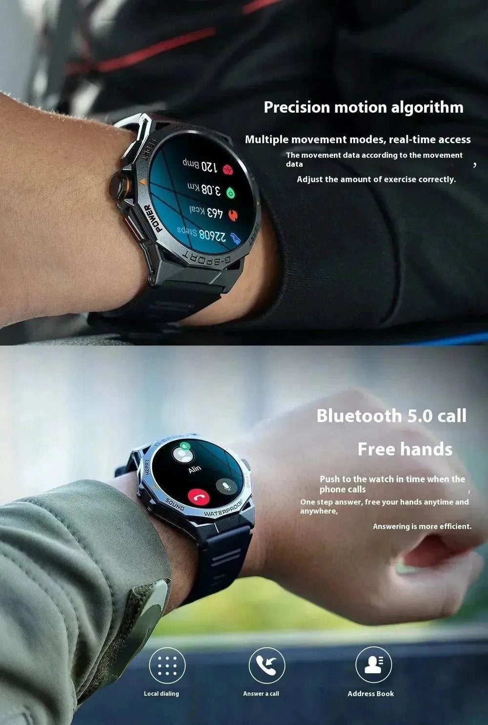 Screen Bluetooth Calling Weather Heart Rate Blood Oxygen Monitoring Smart Watch - EX-STOCK Canada