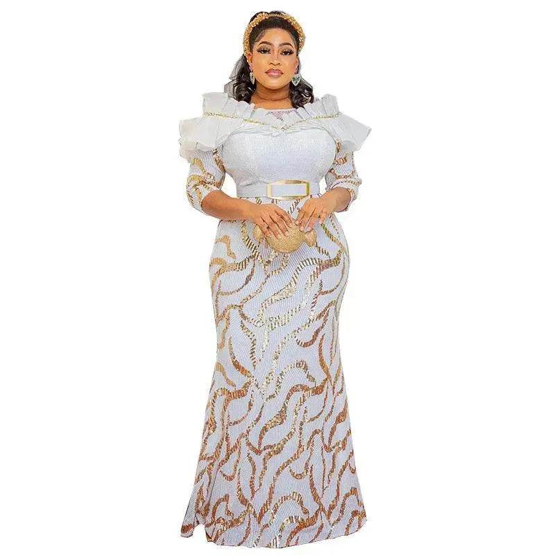 Sequined Embroidered Maxi Dress Slim-fit Fishtail Skirt Evening Gown - EX-STOCK Canada