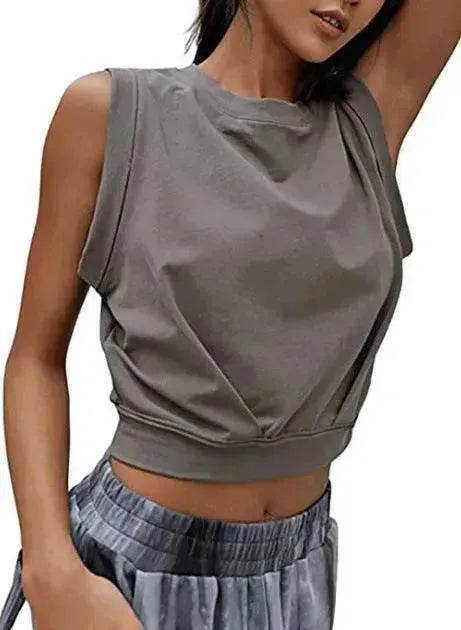 Charming Navel-Exposed Sweatshirt Summer Loose Sleeveless Running Fitness Yoga Crop Tops Tank Tops For Women. - EX-STOCK Canada