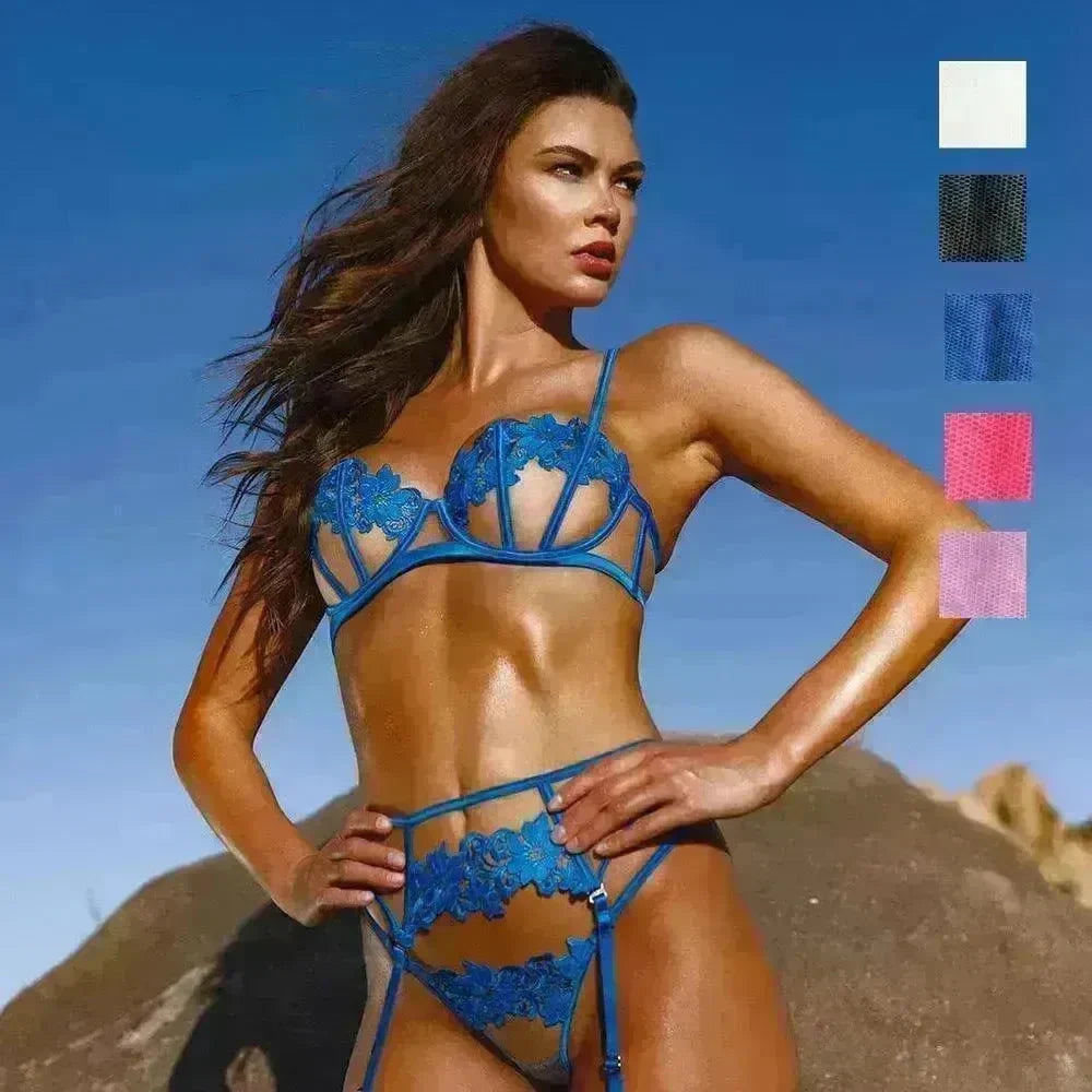 Sexy Thong Flower Embroidery Sexy Lingerie - EX-STOCK CANADA