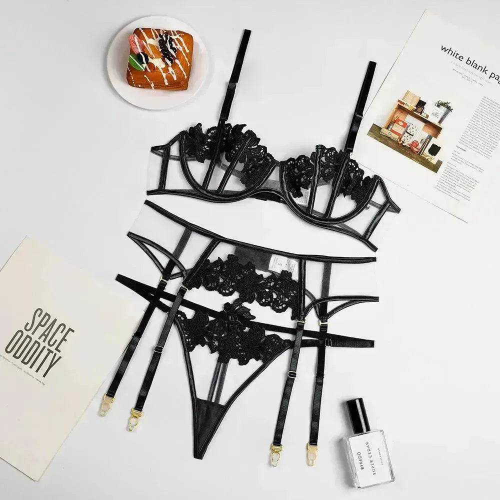 Charming Thong Flower Embroidery – Delicate Lace Women’s Lingerie - EX-STOCK Canada