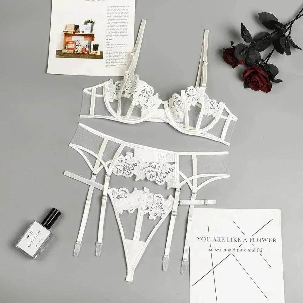 Charming Thong Flower Embroidery – Delicate Lace Women’s Lingerie - EX-STOCK Canada