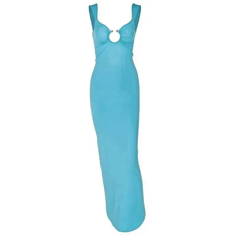 Charming V-neck Backless Slit Slim Fit Summer Dress - EX-STOCK Canada
