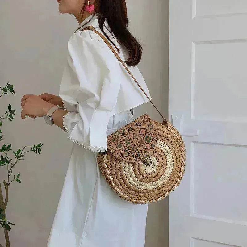 Shoulder Straw-weaved Crossbody Beach Casual Ethnic Style Mini And Simple Handmade Beach Bag - EX-STOCK Canada