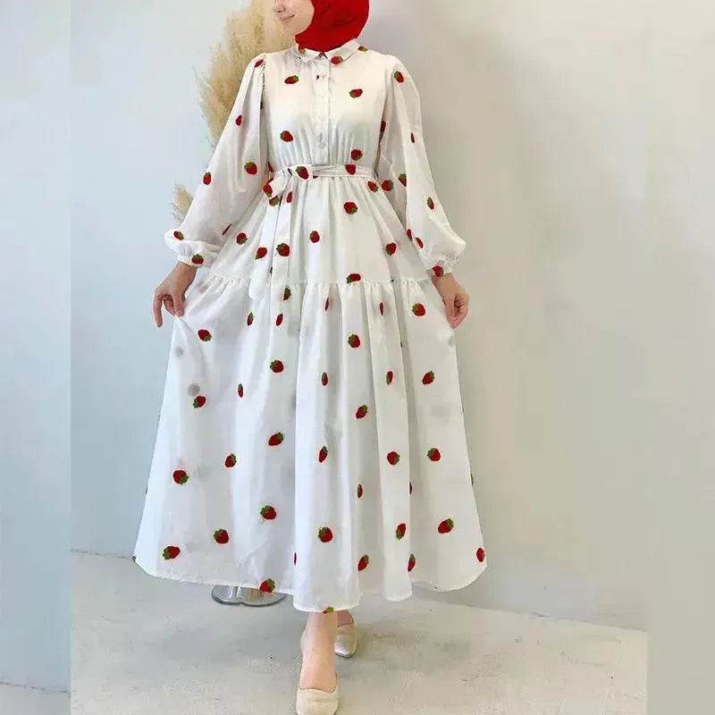 Simple Fashionable Long Sleeve Maxi Dress for Arab Dubai Turkey Middle Eastern Women - EX-STOCK Canada