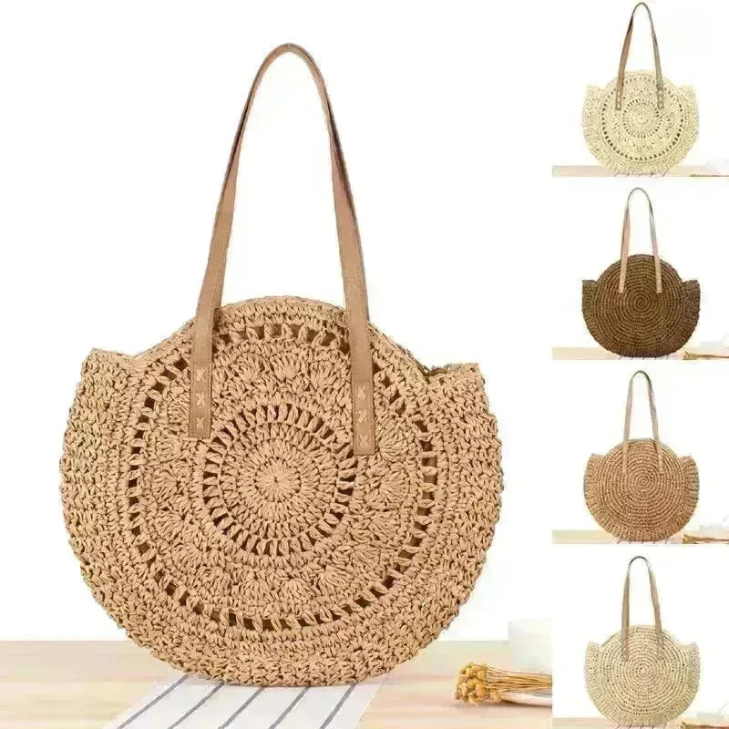 Simple Round Shoulder Bag Straw Handbag Summer Beach Bags - EX-STOCK CANADA