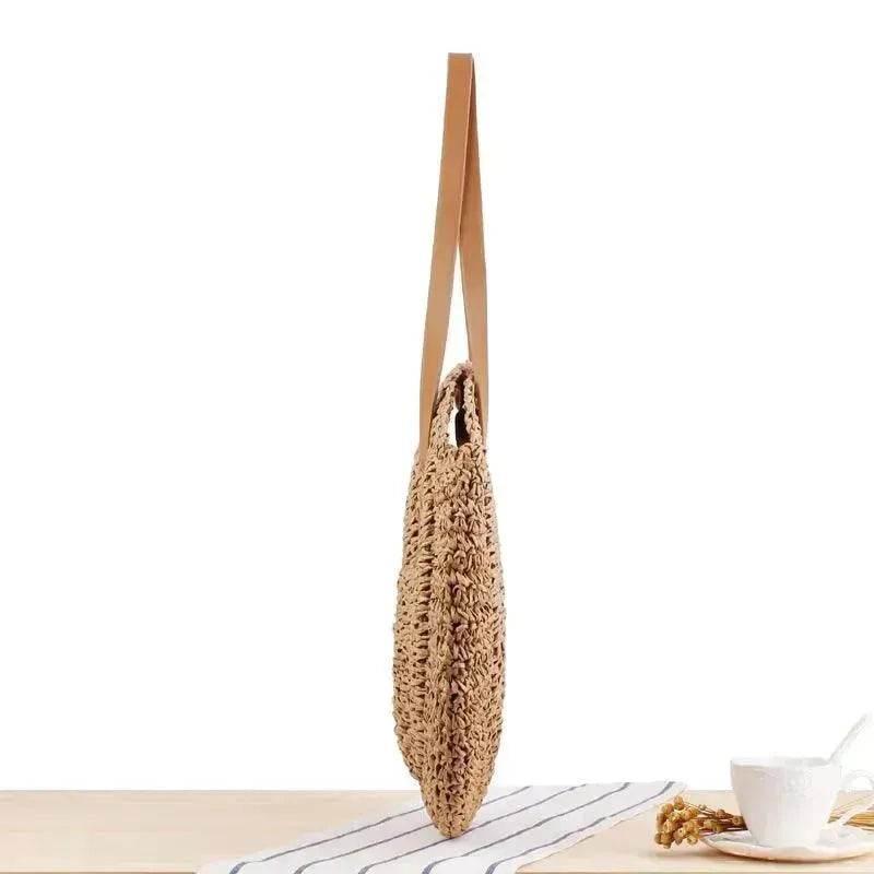 Simple Round Shoulder Bag Straw Handbag Summer Beach Bags - EX-STOCK Canada