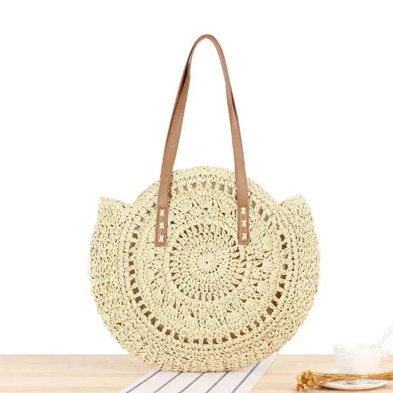 Simple Round Shoulder Bag Straw Handbag Summer Beach Bags - EX-STOCK Canada