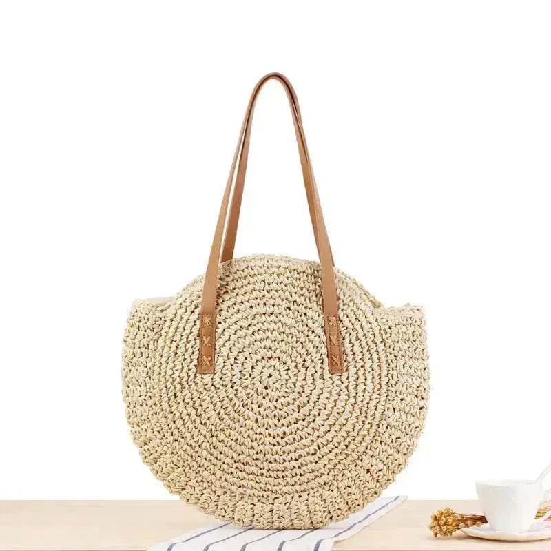 Simple Round Shoulder Bag Straw Handbag Summer Beach Bags - EX-STOCK Canada