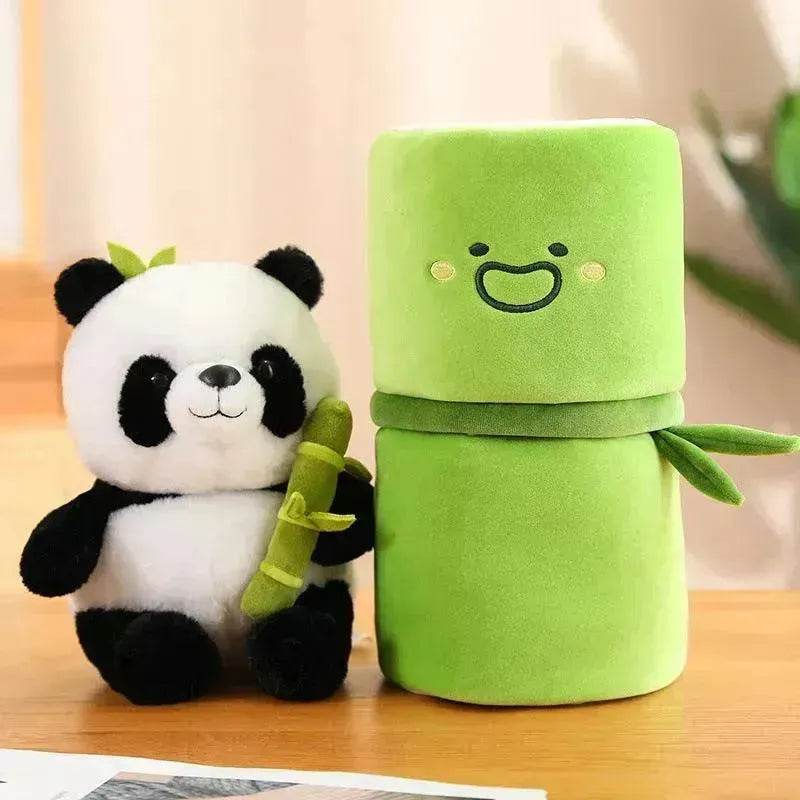 Simulated Bamboo Tube Flower Panda Pillow - EX-STOCK Canada