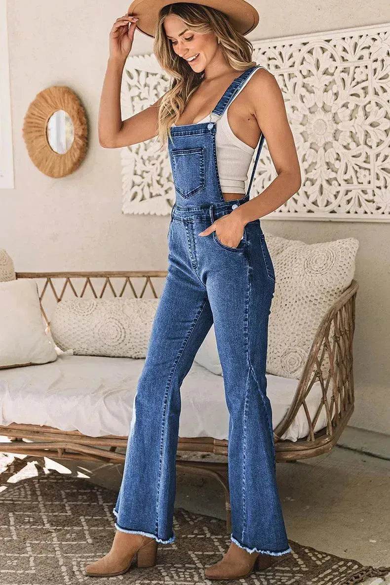 Sleeveless Jumpsuit All-match Multi-pocket Flared Pants - EX-STOCK Canada