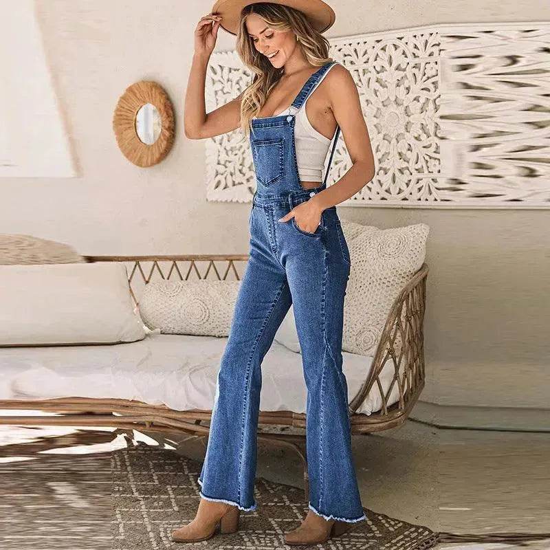 Sleeveless Jumpsuit All-match Multi-pocket Flared Pants - EX-STOCK Canada