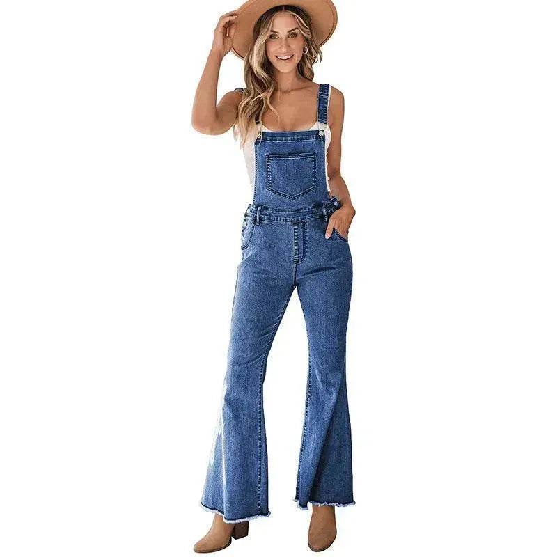 Sleeveless Jumpsuit All-match Multi-pocket Flared Pants - EX-STOCK Canada