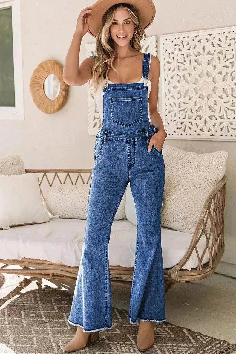 Sleeveless Jumpsuit All-match Multi-pocket Flared Pants - EX-STOCK Canada