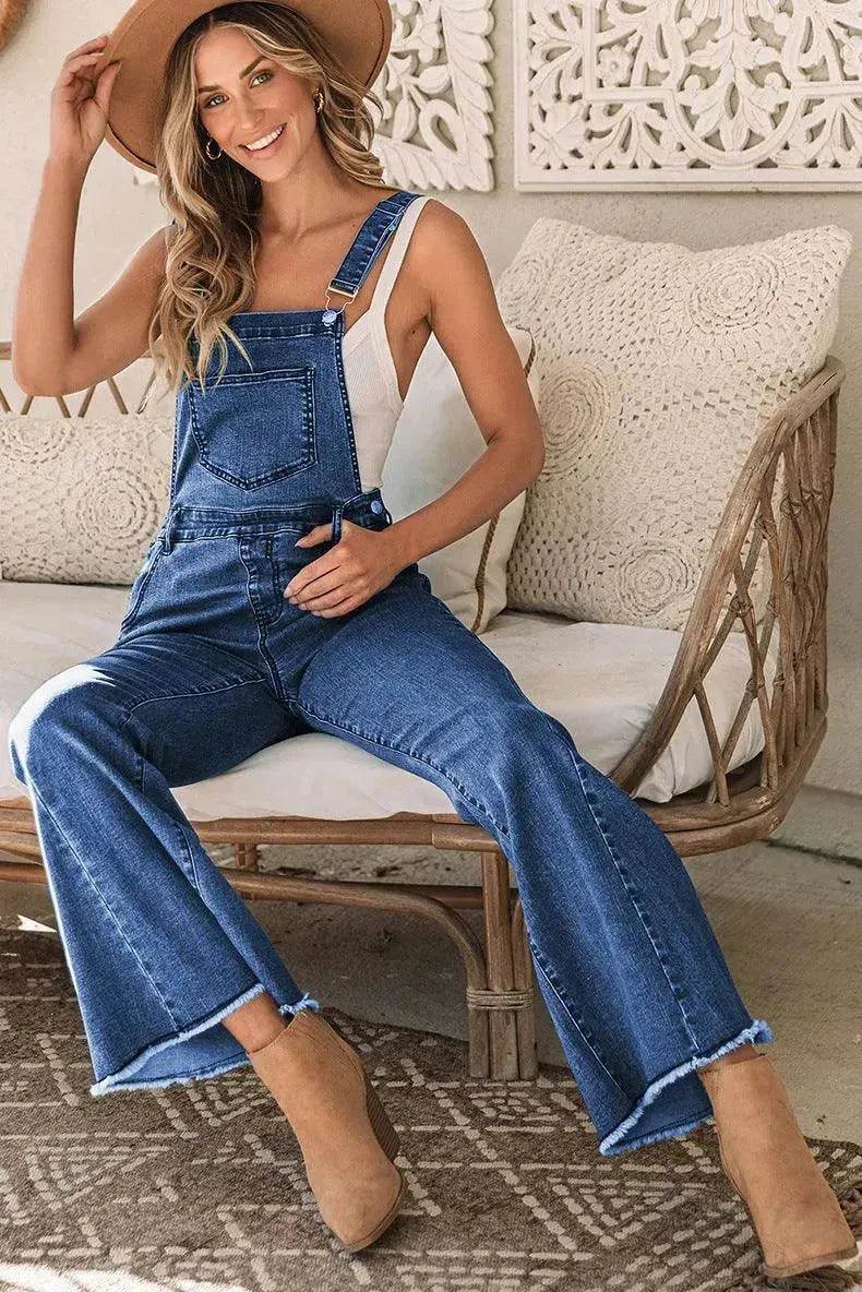 Sleeveless Jumpsuit All-match Multi-pocket Flared Pants - EX-STOCK Canada