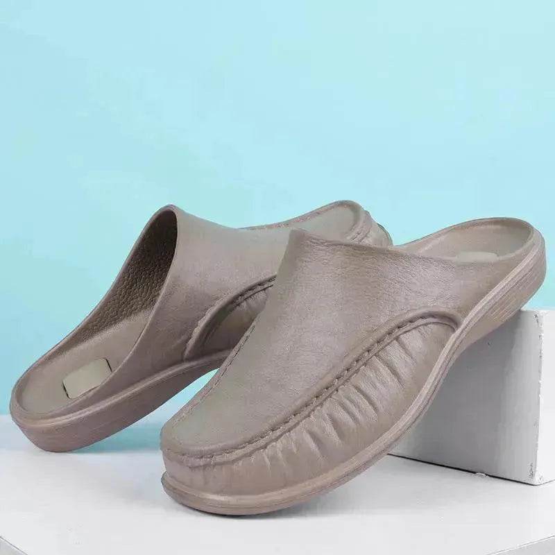 Slippers Men's Summer Leather Word Casual Tide Sandals Men's Non-slip Leather New Sandals Outer Wear Large Size Beach Shoes - EX-STOCK Canada