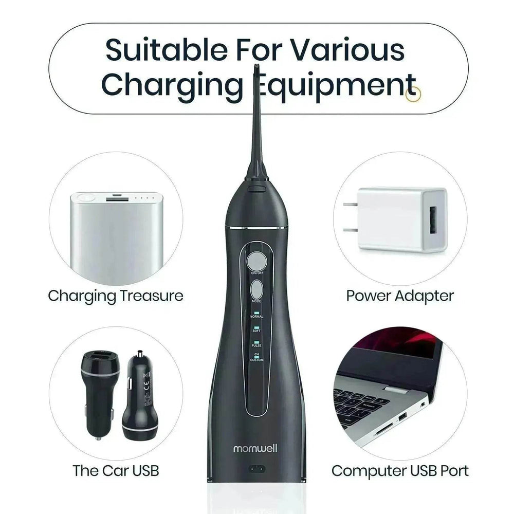 Smart Electric Portable Cordless Dental Water Flosser for Teeth Cleaning - Rechargeable and IPX7 Waterproof Travel Dental Oral Irrigator - EX-STOCK Canada
