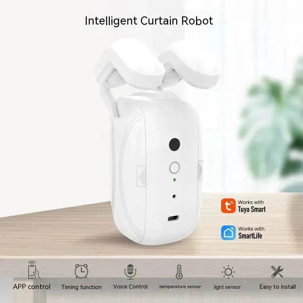 Smart Intelligent Curtain Opener Robot Motor BT Voice Control Switch Electric Curtain Robot APP Control Timer Setup Compatible with Home for Roman Rod - EX-STOCK Canada