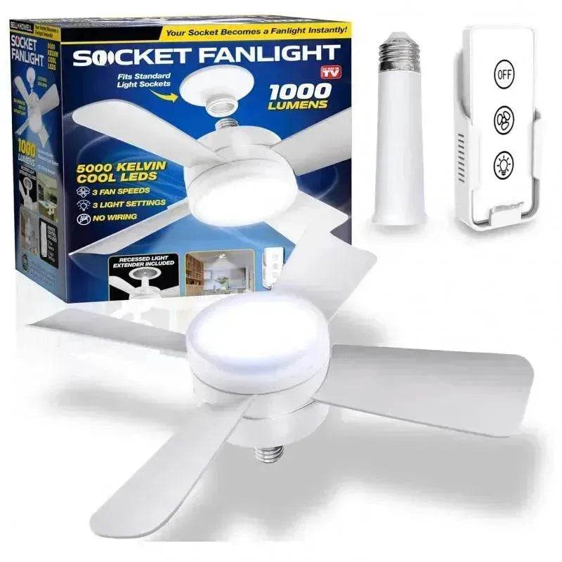 Smart Socket Light Fan With Remote Adjustable Screw Mouth Intelligent Remote Control Integrated LED Fan Light - EX-STOCK Canada