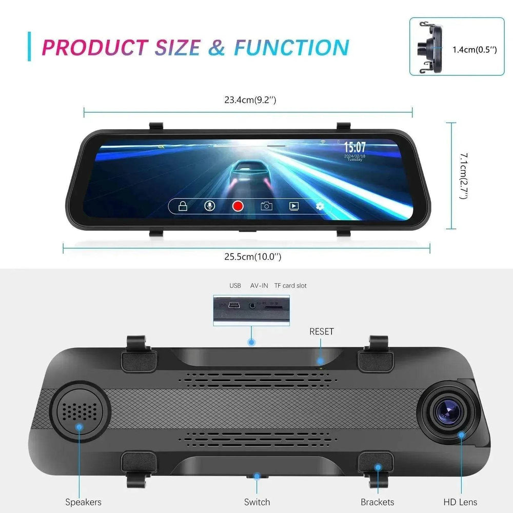 Smart Streaming Media Touch HD Built-in Front HD Resolution Rear Mirror LCD Screen Camera - EX-STOCK Canada