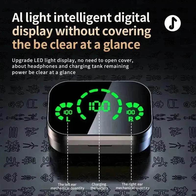 Smart YD03 Wireless Bluetooth Headphone TWS Large Screen Smart Digital Display Noise Cancellation Earpod In-Ear Earbuds Fingerprint Touch Headphone - EX-STOCK Canada