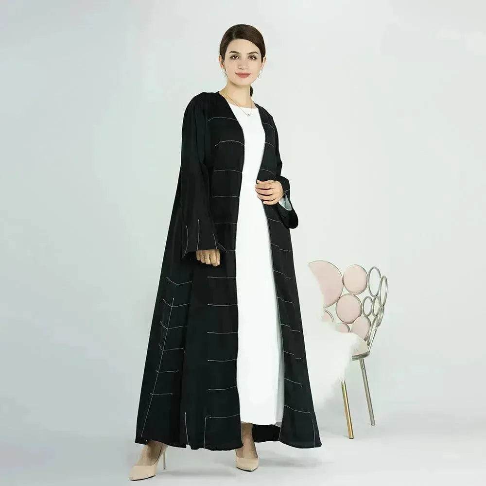 Solid Color Cardigan Abaya Dress Robe for Elegant Arab Dubai Turkey Middle Eastern Women. - EX-STOCK Canada