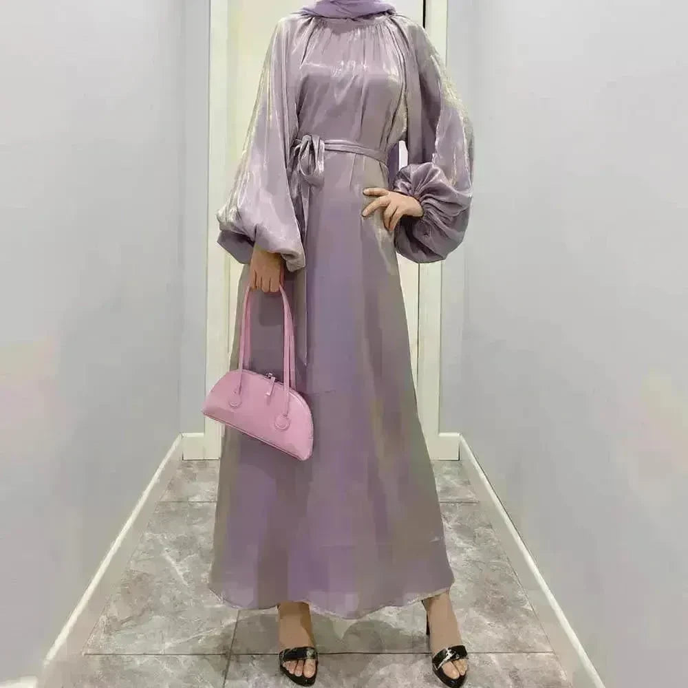 Solid Color Long Sleeve Abaya Dress for Middle East Arab Dubai Turkey Women - EX-STOCK CANADA