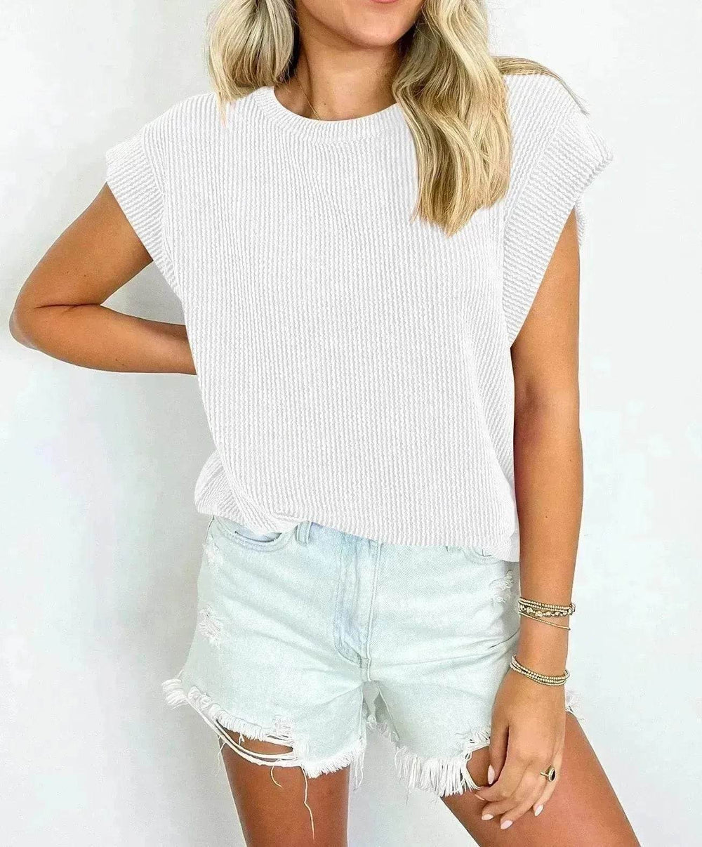 Solid Color Stripe Bat-sleeve Summer Casual Loose Vest blouse Tops for Women. - EX-STOCK Canada