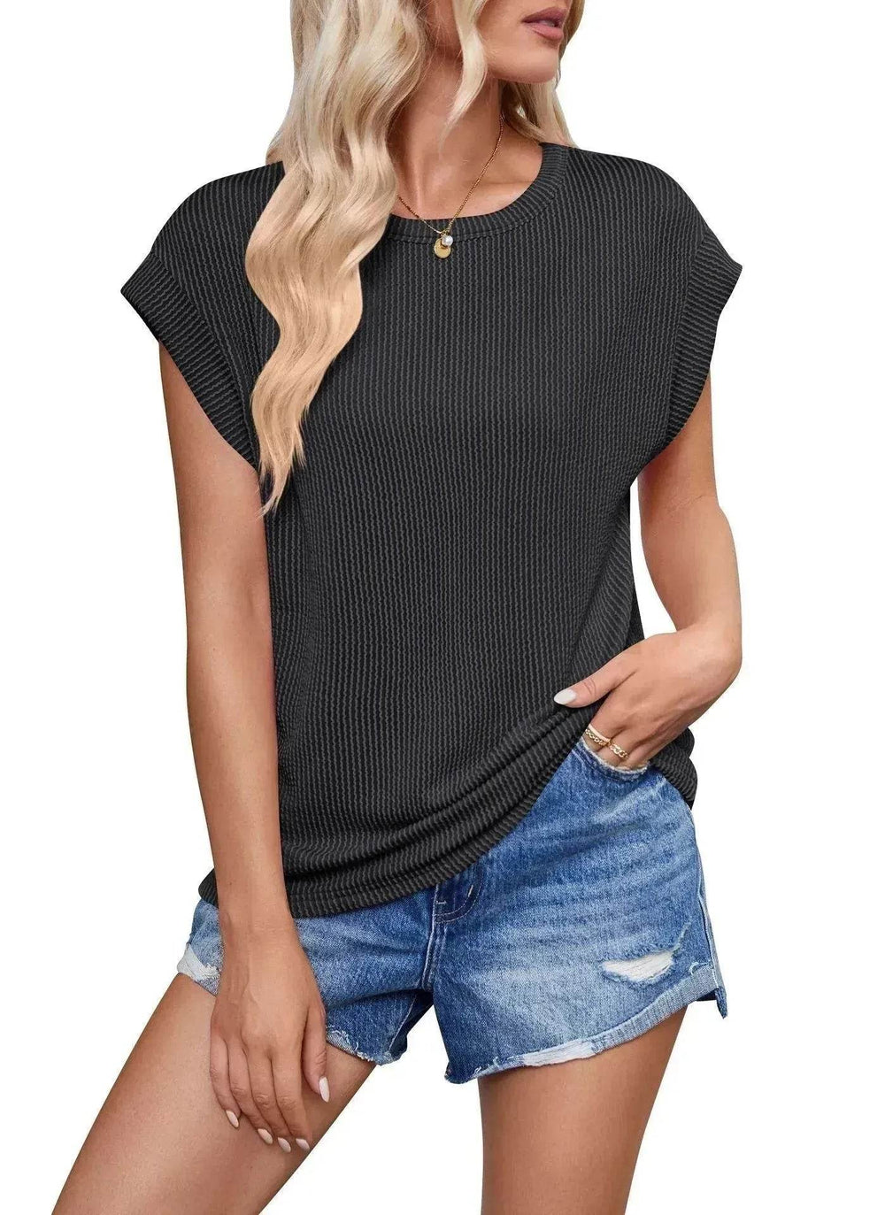 Solid Color Stripe Bat-sleeve Summer Casual Loose Vest blouse Tops for Women. - EX-STOCK Canada