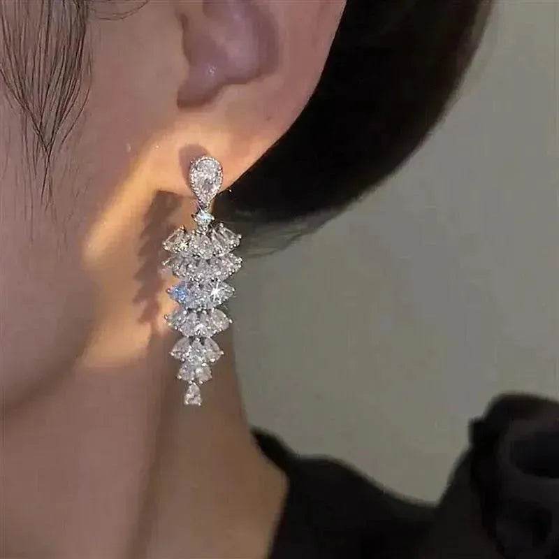 Sparkling Zircon Christmas Tree Drop Earrings For Women Trendy Xmas Tree Plant Dangle Earrings New Year Festival Party Jewelry - EX-STOCK Canada