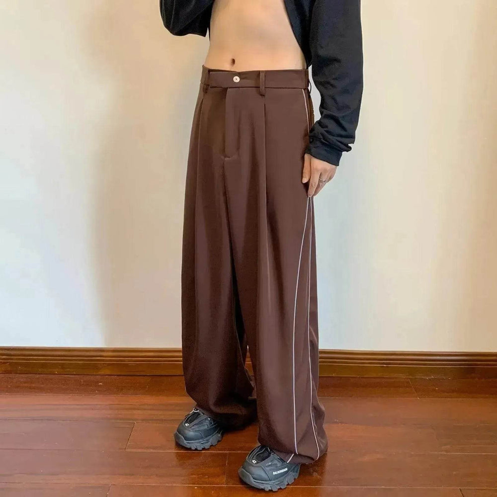 Sports Pants Male Straight Wide Leg Striped Casual Trousers - EX-STOCK Canada