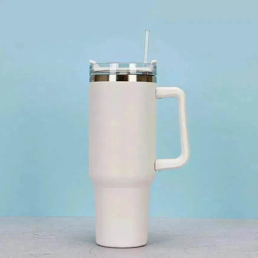 Stainless Steel Water Tumbler 40 Oz Cup Handle Straw Insulated Bottle Dupe Mug - EX-STOCK Canada
