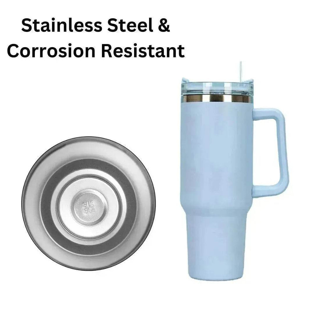 Stainless Steel Water Tumbler 40 Oz Cup Handle Straw Insulated Bottle Dupe Mug - EX-STOCK Canada