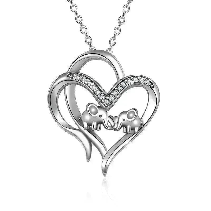 Sterling 925 Silver Elephant Heart-shaped Pendant - EX-STOCK CANADA