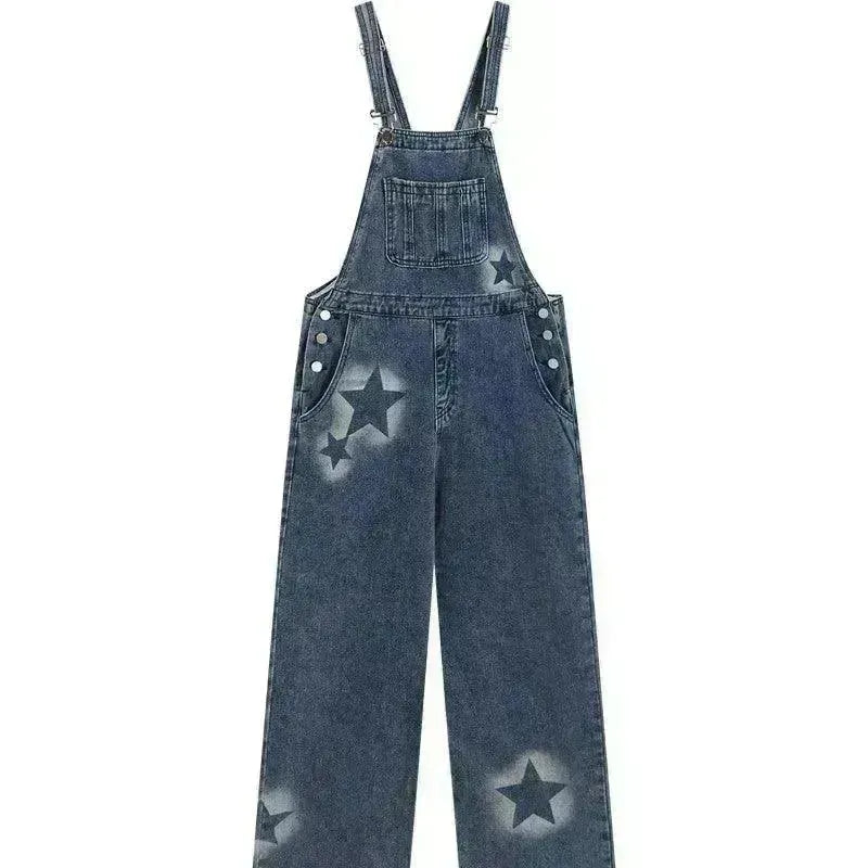 Straight Leg Wide Leg Denim Strap Pants - EX-STOCK CANADA