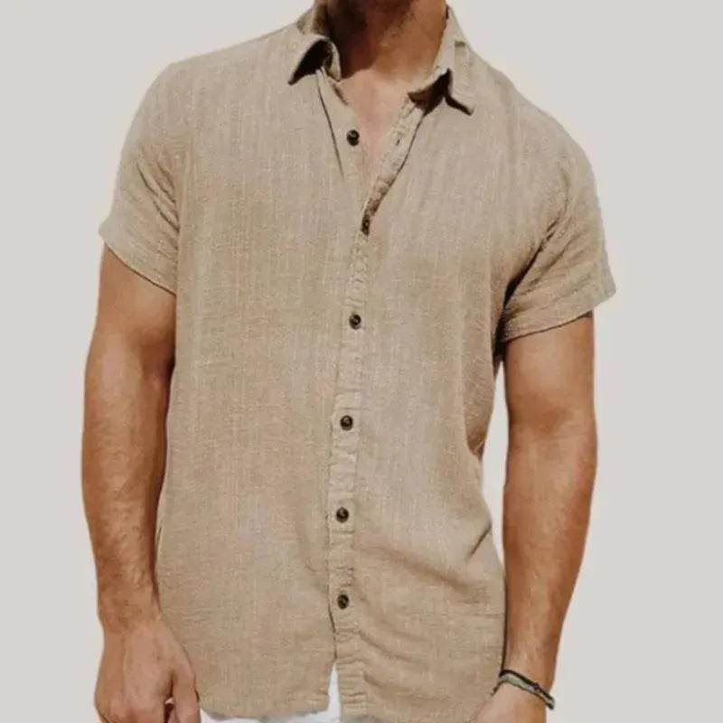 Striped Digital Printing Men's Short-sleeved Shirt - EX-STOCK Canada