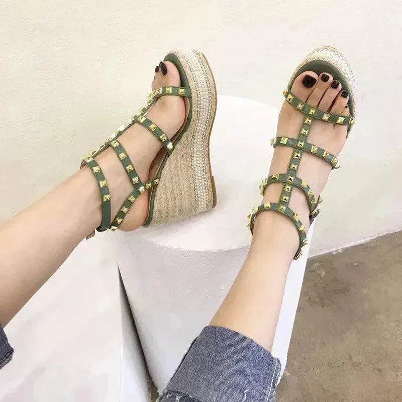 Studded Fashion Roman Style Platform Wedge Heel Women Sandals. - EX-STOCK Canada
