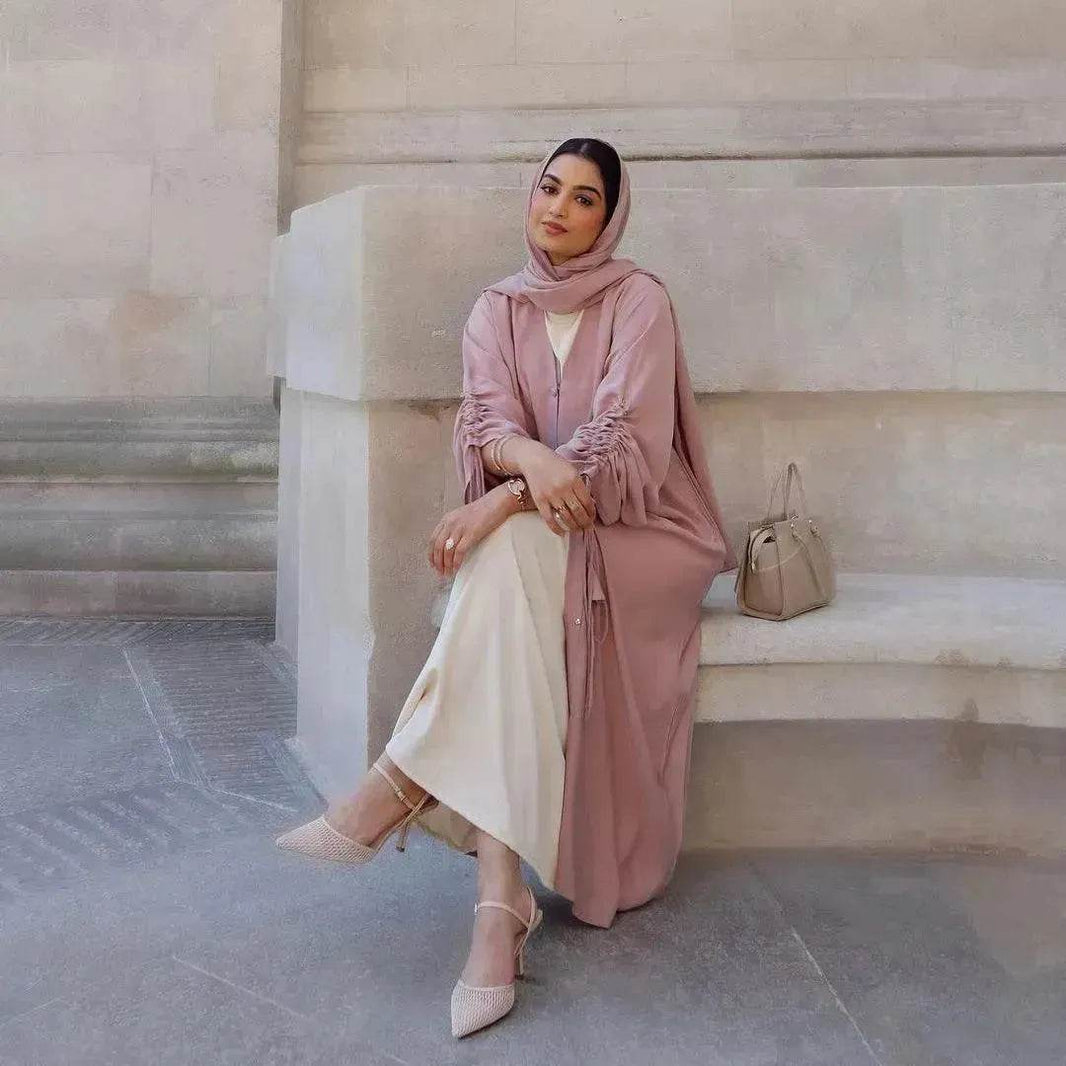 Muslim Dubai Middle East Arab Turkey Stitching Sleeved Abaya Jacket Dress - EX-STOCK Canada
