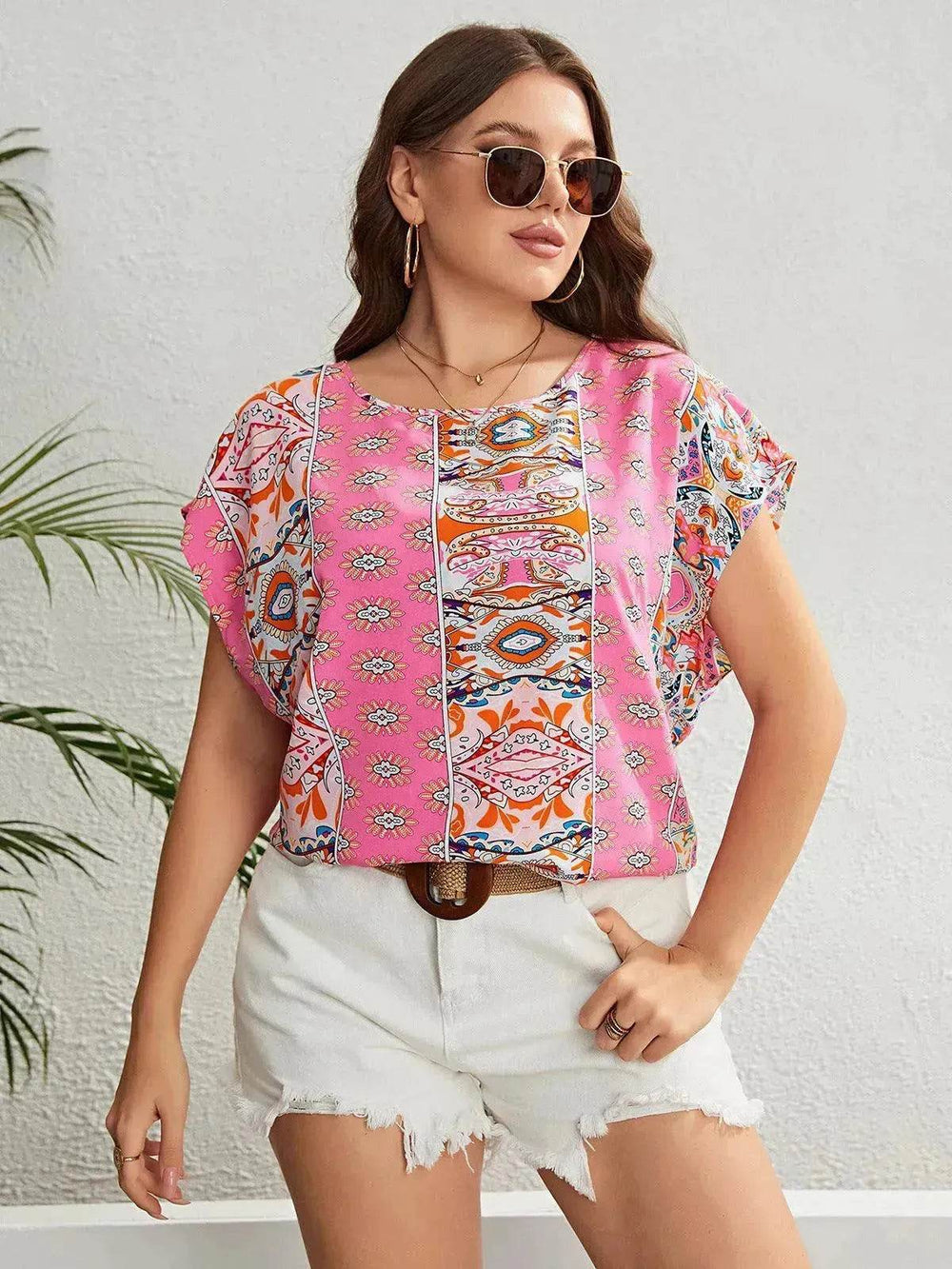 Summer Ethnic Style Round Neck Loose Top Women - EX-STOCK Canada