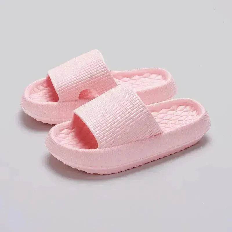Summer EVA Slippers Solid Color Rhombus Stripe Anti-slip Slippers New Women's Home Shoes - EX-STOCK Canada
