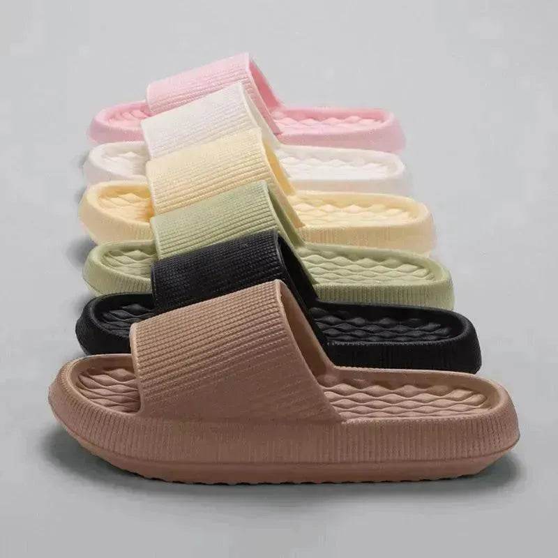 Summer EVA Slippers Solid Color Rhombus Stripe Anti-slip Slippers New Women's Home Shoes - EX-STOCK Canada