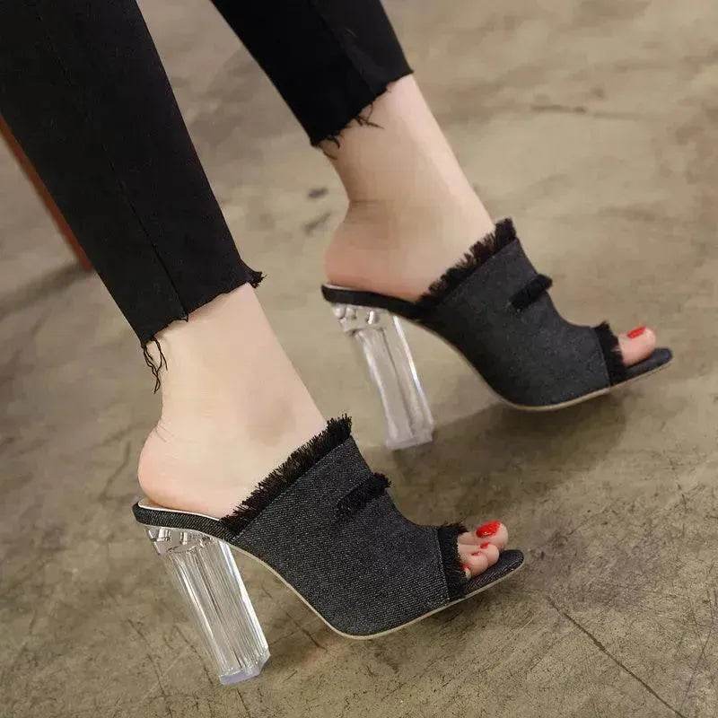 summer new jeans, high heels, fish mouth sandals, shoes, and toes with crystal high heels. - EX-STOCK Canada