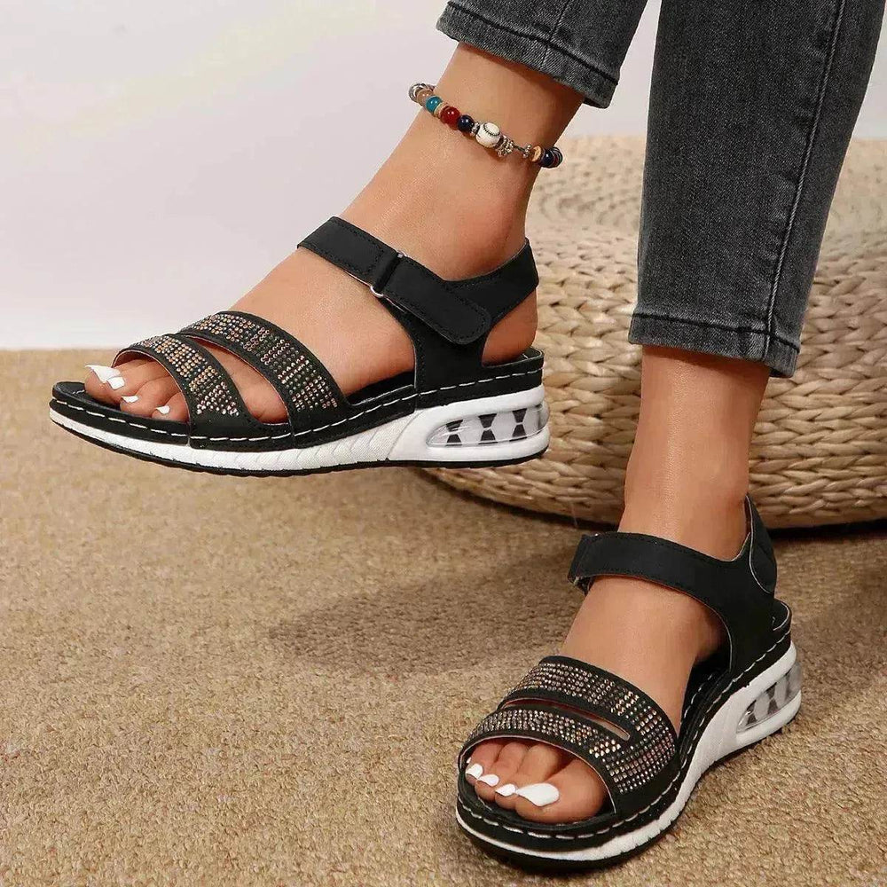Summer Rhinestone Wedges Sandals Casual Sports Air Cushion Bottom Beach Shoes For Women Roman Sandals - EX-STOCK Canada